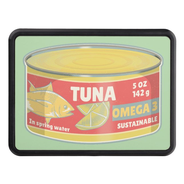 Tin of tuna canned fish retro hitch cover (Front)