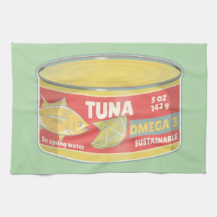 Tin of tuna canned fish retro kitchen towel