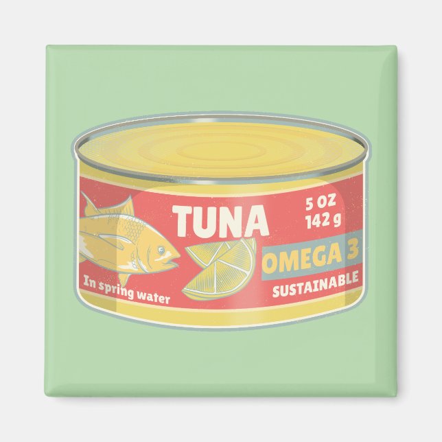 Tin of tuna canned fish retro magnet (Front)