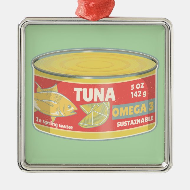 Tin of tuna canned fish retro metal ornament (Front)
