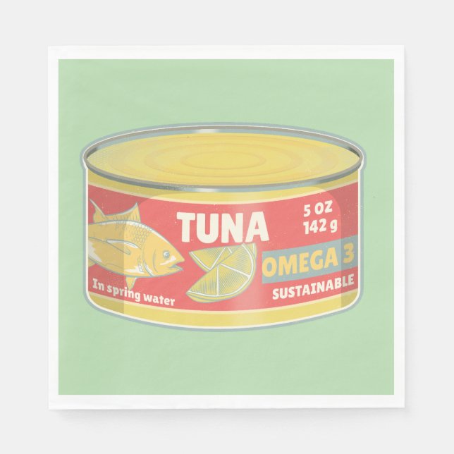 Tin of tuna canned fish retro napkins (Front)