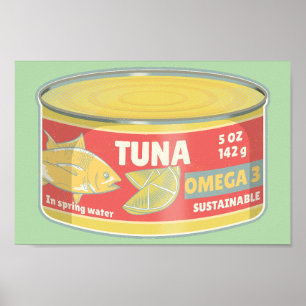 Tin of tuna canned fish retro poster