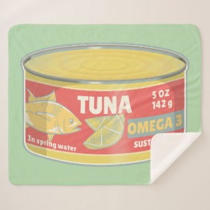 Tin of tuna canned fish retro sherpa blanket