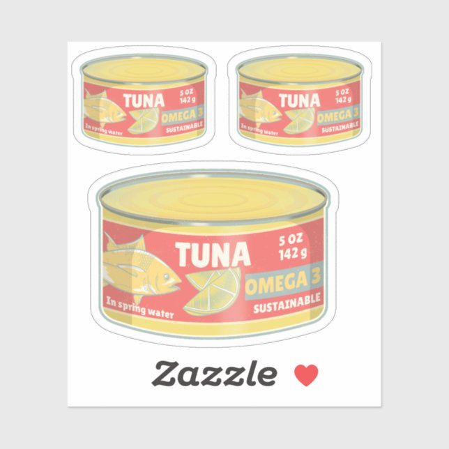Tin of tuna canned fish retro sticker (Sheet)