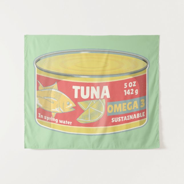 Tin of tuna canned fish retro tapestry (Front (Horizontal))