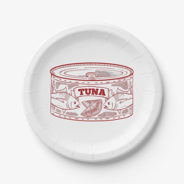 Tin of tuna paper plates (Front)