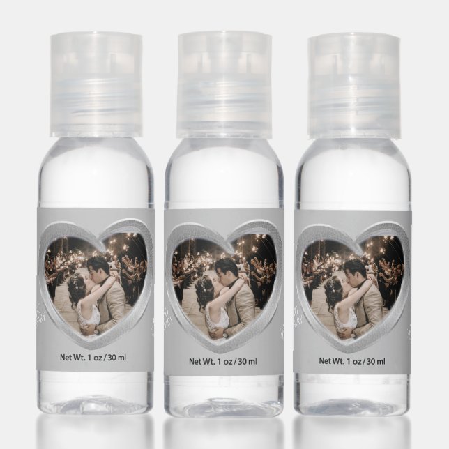Tin photo heart 10th anniversary guest favor hand sanitizer (Set)