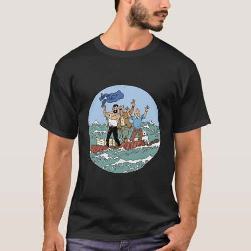 Tin_Tin Sea Adventure With Captain Haddock T_Shirt