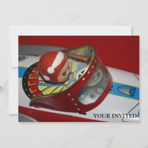 Tin Toy RocketSpace Ship  YOUR INVITED Invitation