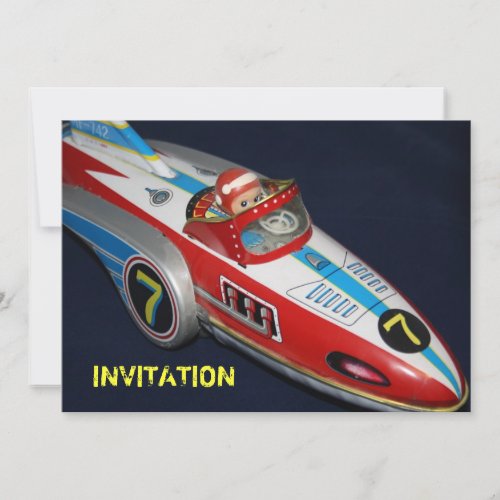 Tin Toy SpaceRocket Ship   INVITATION