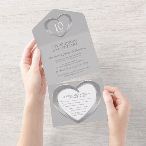 Tin wedding anniversary 10 years party event all i all in one invitation