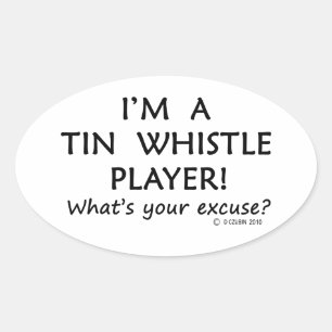 Tin Whistle Player Excuse Oval Sticker