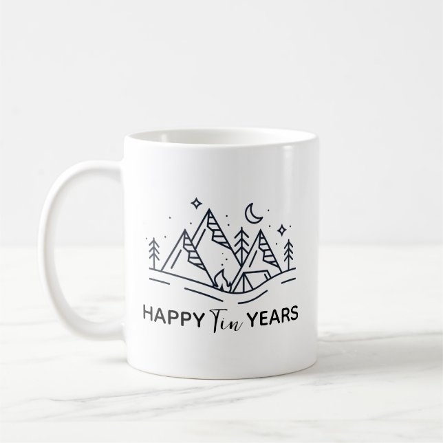 Tin Year Anniversary Mug, Custom 10 Year Husband W Coffee Mug (Left)