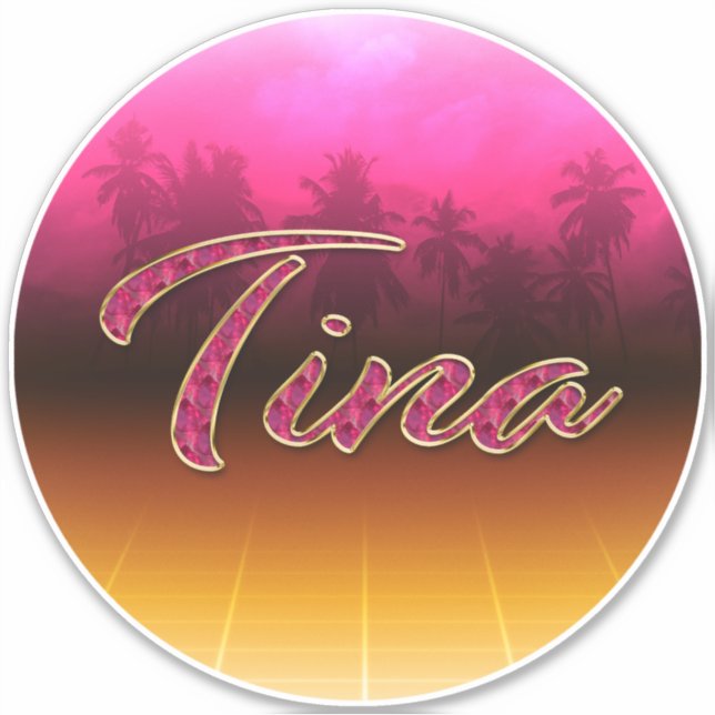 Tina First name Golden pink sticker sticker (Front)
