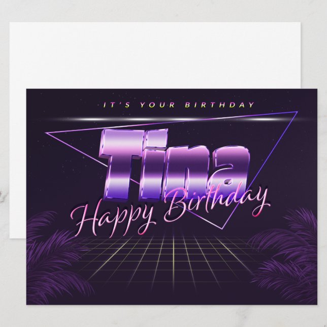 Tina Name First name pura retro card Birthday (Front/Back)