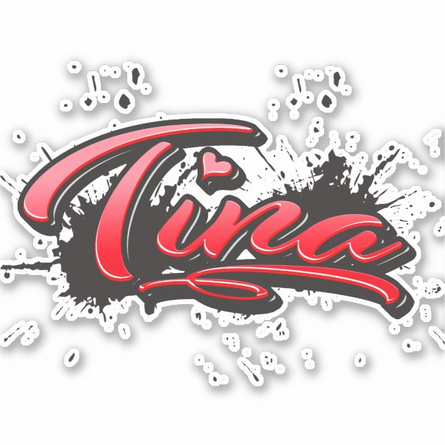 Tina red Heart Graffiti Sticker (Front)
