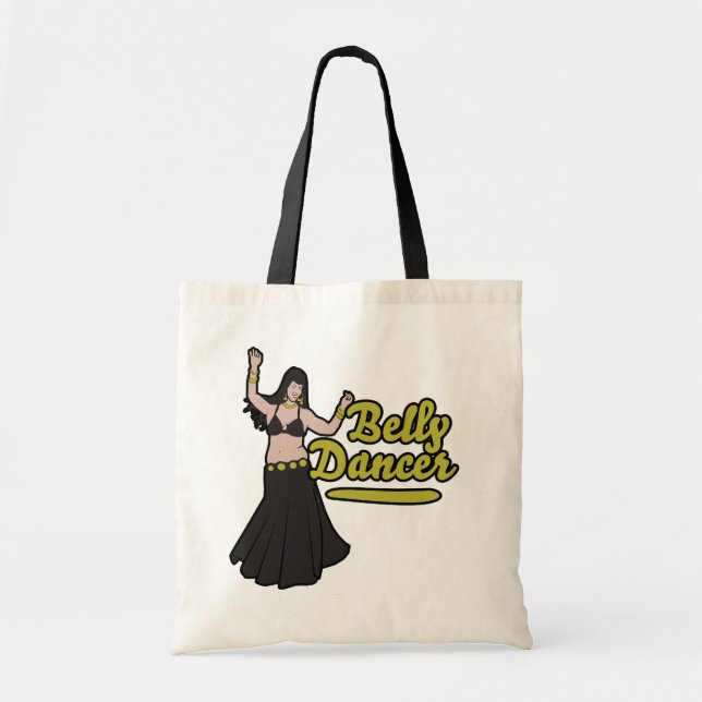 Tinah Yellow and Black Belly Dancer Design Tote Bag (Front)