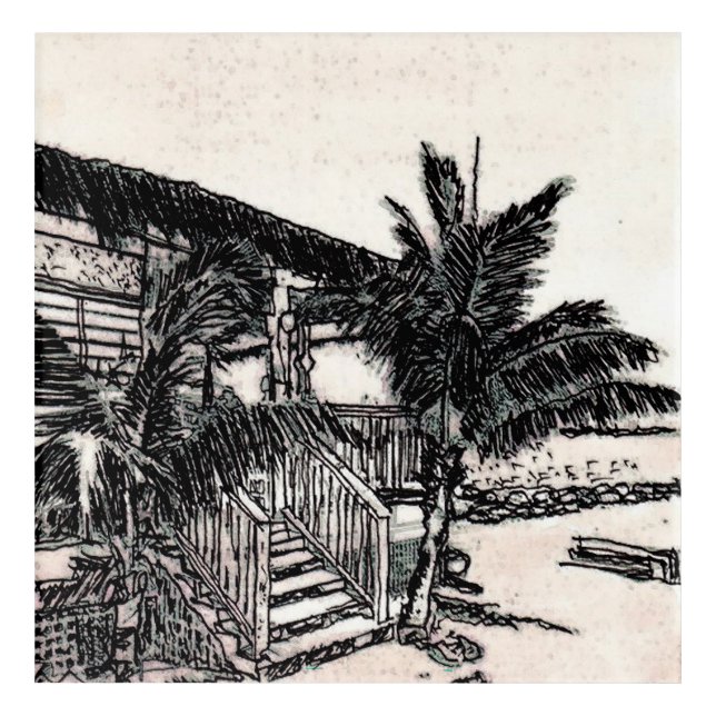 Tina's Beach Shack, Long Island, Bahamas Acrylic Print (Front)