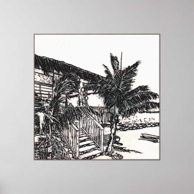 Tina's Beach Shack, Long Island, Bahamas Canvas Print (Front)