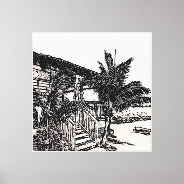 Tina's Beach Shack, Long Island, Bahamas Canvas Print (Front)