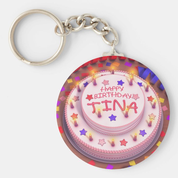 Tina's Birthday Cake Key Chain