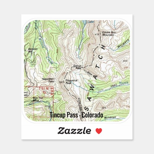 Tincup Pass Colorado Topo Sticker