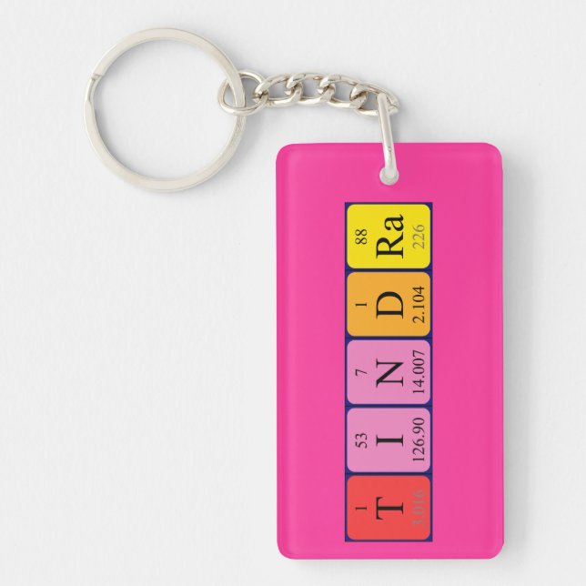 Tindra periodic table name keyring (Front)