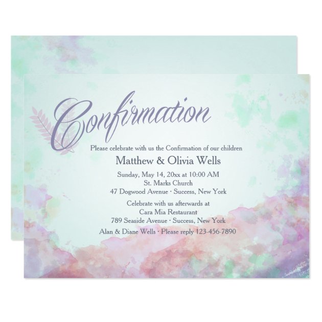 Tinge Of Colors Confirmation Invitation