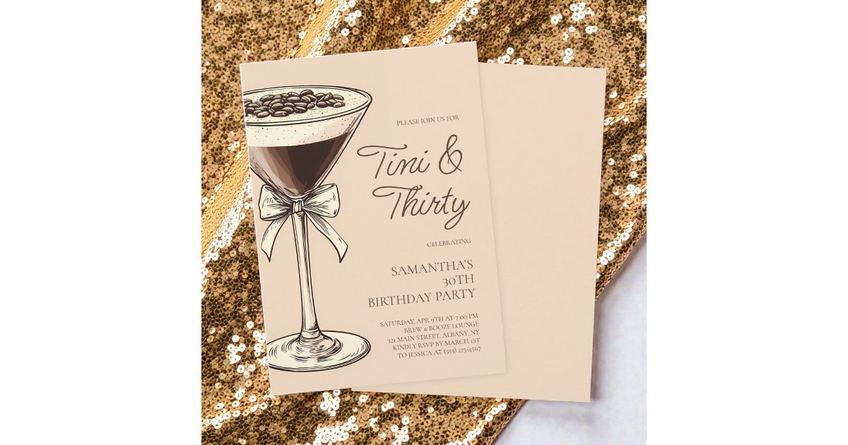 Tini and Thirty Script Martini 30th Birthday Party Invitation | Zazzle