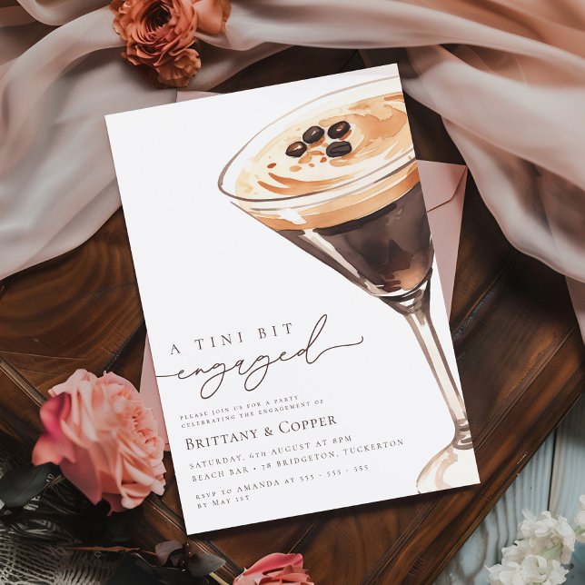 Tini Bit Engaged Espresso Martini Engagement Party Invitation (Creator Uploaded)