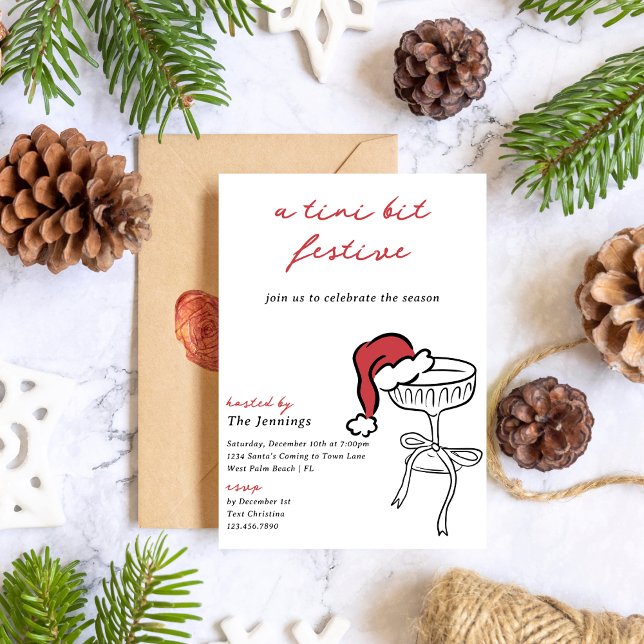 Tini Bit Festive Martini Christmas Cocktail Party Invitation (Creator Uploaded)