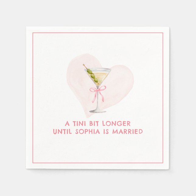  Tini Bit Longer Bridal Shower Bow Trendy Martini Napkins (Front)