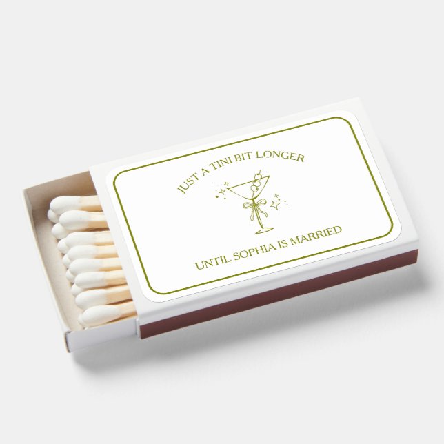 "Tini Bit Longer" Dirty Martini Bachelorette  Matchboxes (Front Open)