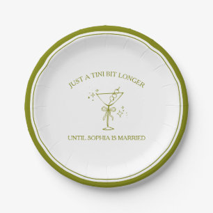 "Tini Bit Longer" Dirty Martini Olive Bachelorette Paper Plates