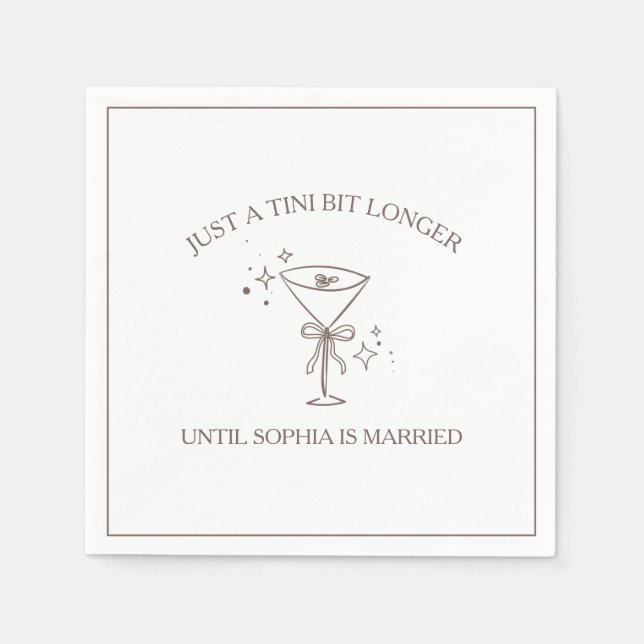 "Tini Bit Longer" Espresso Martini Bachelorette Napkins (Front)