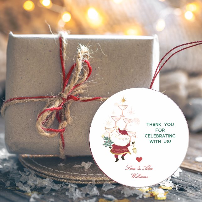 Tini Bit Merry Martini Office Christmas Santa Classic Round Sticker (Tini Bit Merry Martini Office Christmas Santa Classic Round Sticker)