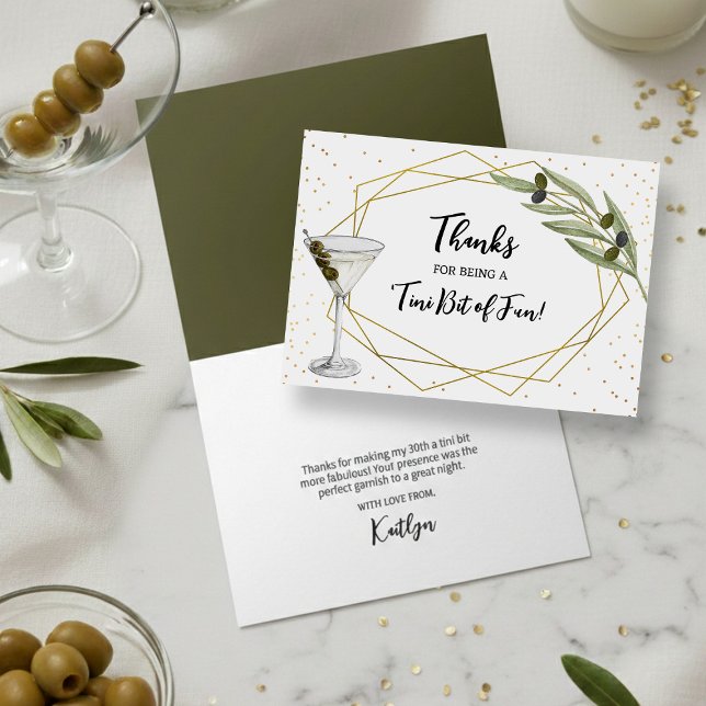 Tini Bit Of Fun Martini Soirée Letterpress Thank You Card (Creator Uploaded)