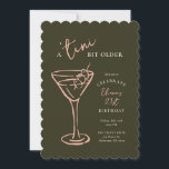 Tini Bit Older 21st Birthday Party Invitation<br><div class="desc">Celebrate turning 21 in style with our "A 'Tini Bit Older" birthday party invitation! Featuring a charming hand-drawn martini glass, this design is perfect for a chic and fun cocktail-themed celebration. Personalize with your event details, and choose custom colors and fonts to match your vibe. The unique scalloped edge adds...</div>