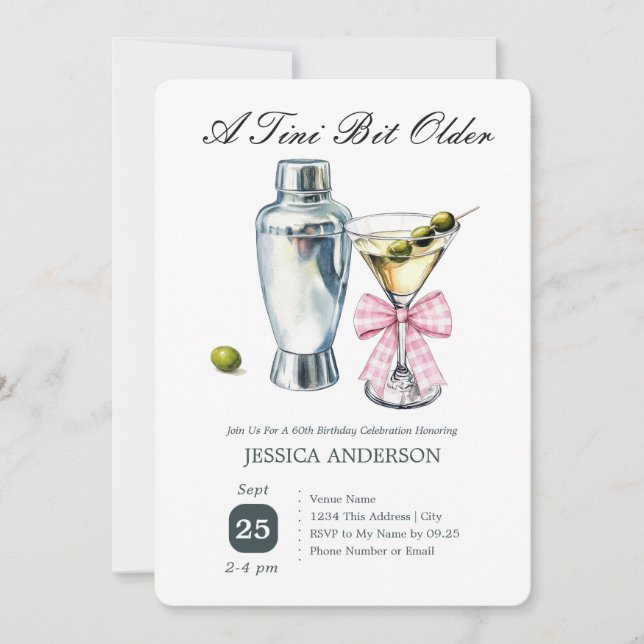 Tini Bit Older 60th Birthday Olive Invitation (Front)