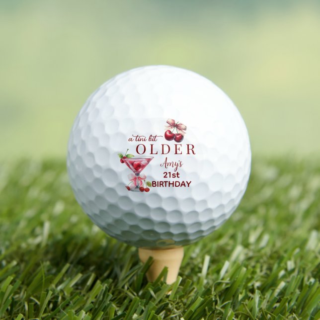 Tini Bit Older Cherry Martini 21st Birthday Favor Golf Balls (Insitu Tee)
