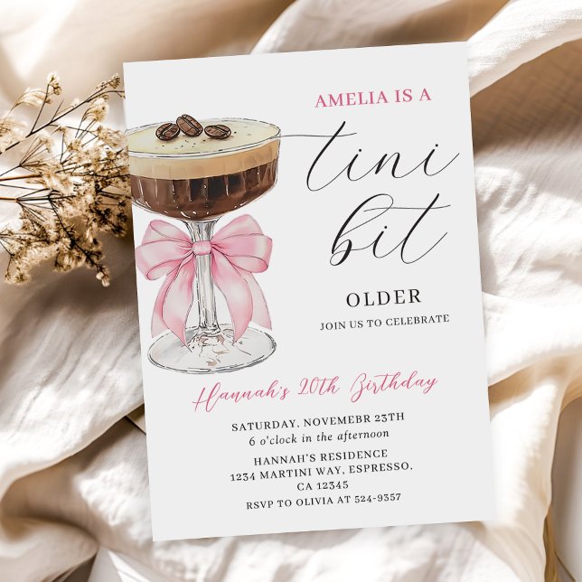 Tini Bit Older Chic Espresso Martini Birthday Invitation (Creator Uploaded)