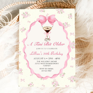 Tini Bit Older Chic Martini Coquette Birthday Invitation