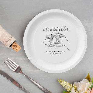 Tini Bit Older Chic White Cocktail Birthday Party Paper Plates
