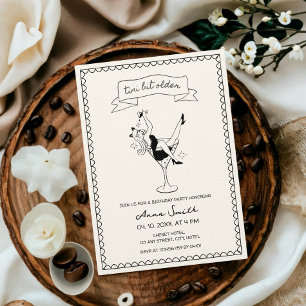 Tini Bit Older Cocktail Hand Drawn Unique Birthday Invitation