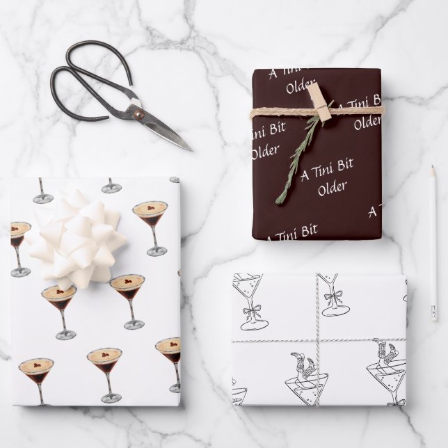 Tini Bit Older - Coffee Espresso Theme Wrapping Paper Sheets (Front)