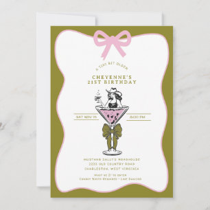 Tini Bit Older Cowgirl Whimsical Hand Drawn Invitation