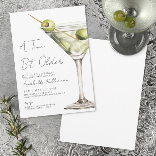 Tini Bit Older Elegant Martini Birthday Party Invitation