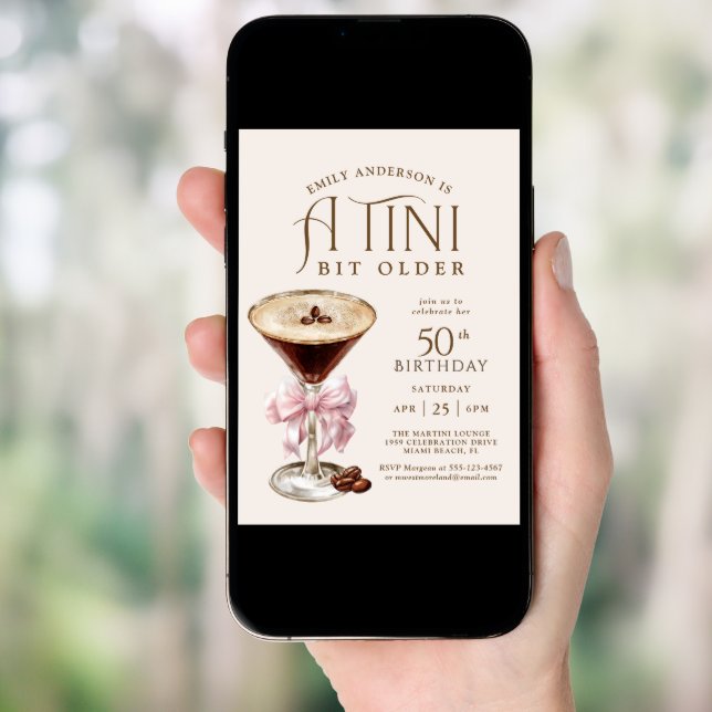Tini Bit Older Espresso Martini 50th Birthday Invitation (Front Digital)