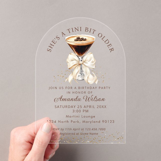 Tini Bit Older Espresso Martini Acrylic Invitation (Insitu (Handheld))