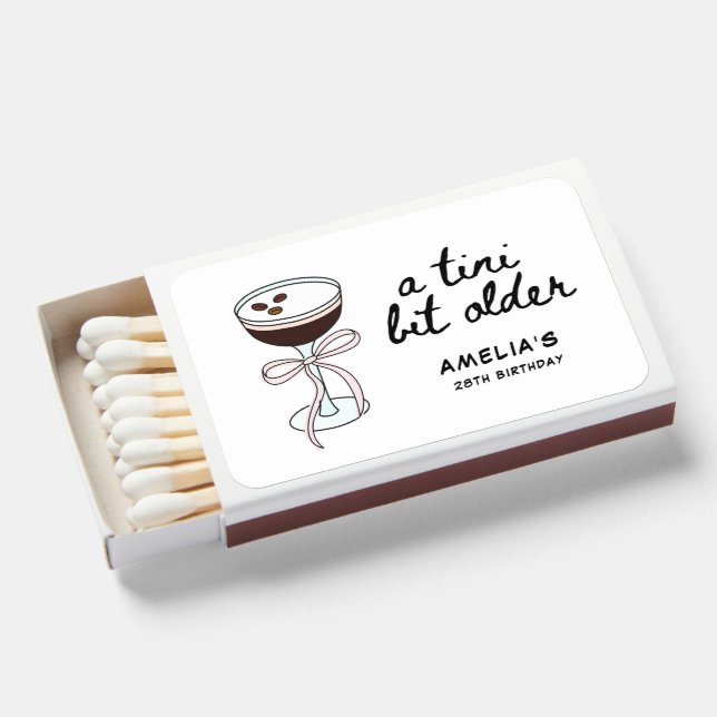  Tini Bit Older Espresso Martini Birthday Matchboxes (Front Open)
